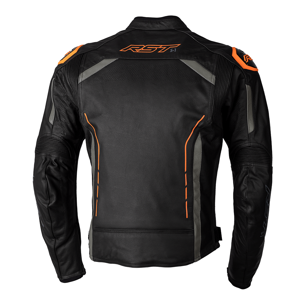 RST S1 LEATHER JACKET [BLACK/GREY/NEON ORANGE]