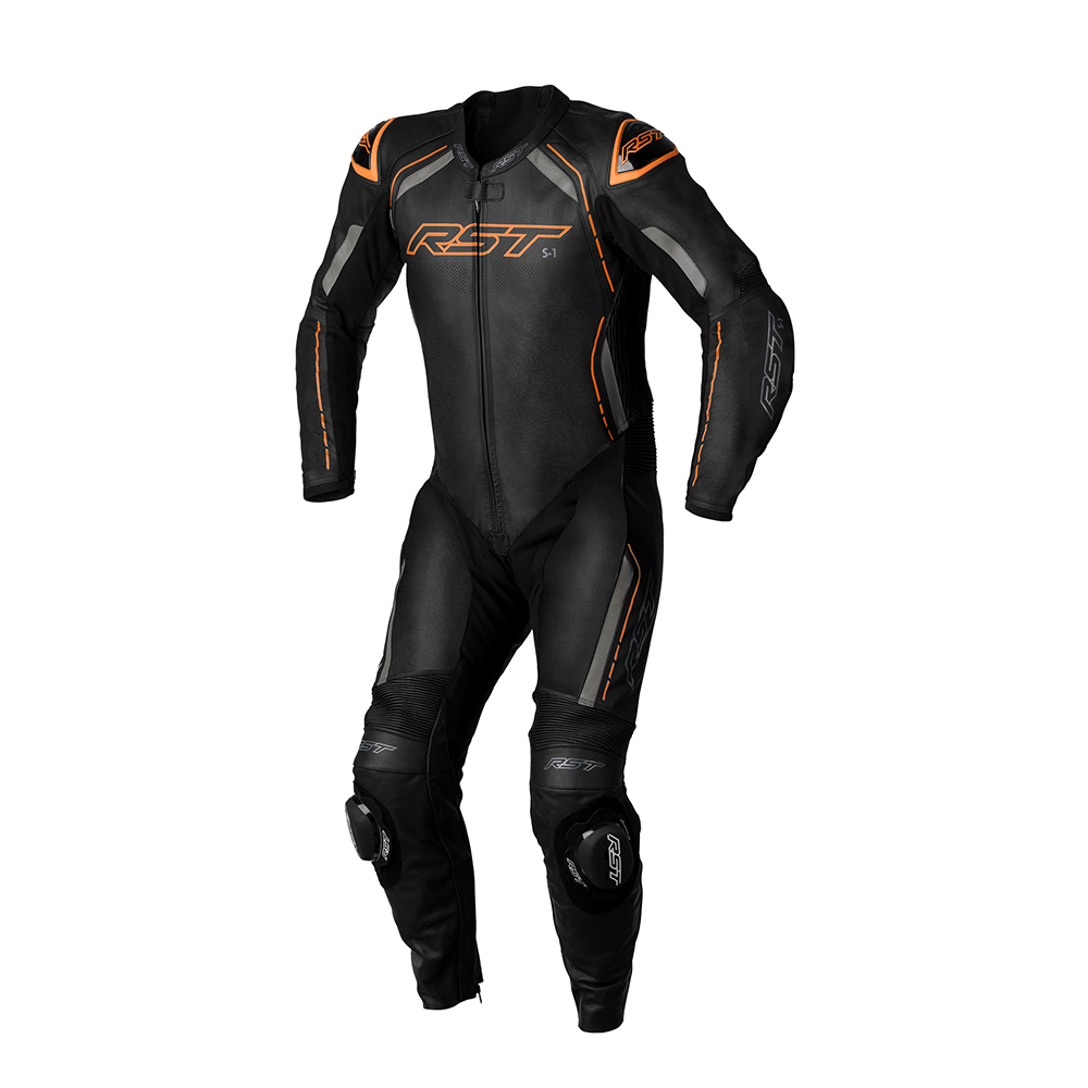 RST S1 LEATHER SUIT [BLACK/GREY/NEON ORANGE]